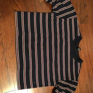 Striped Long Sleeve Cropped Sweater Shirt